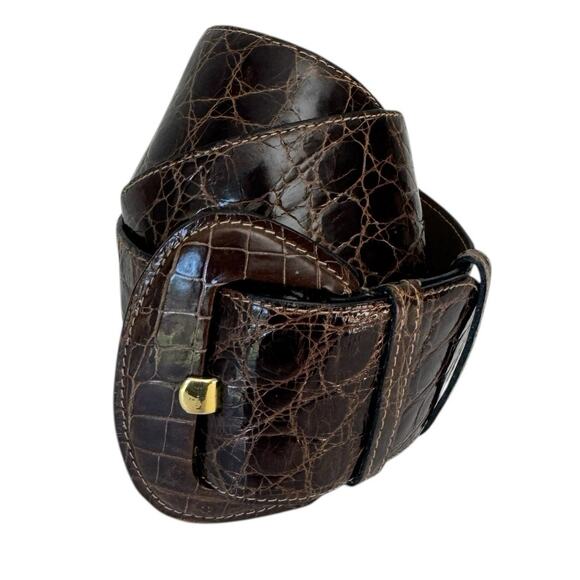 Vintage SAKS FIFTH AVENUE Belt Womens Small Brown Classic Luxury - Picture 2 of 12